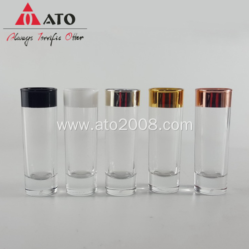 Clear short glass with plating color rim